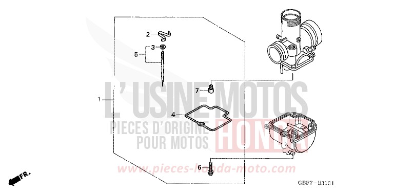 KIT, O.P. CARBURATEUR (CR85R3,4/RB3,4) de CR85R "Grandes Roues" EXPLOSION RED (R254) 2003